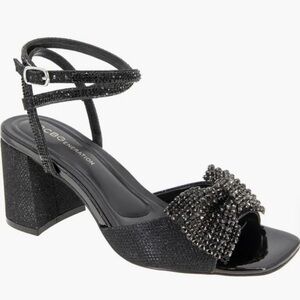 BCBGENERATION TAWNY ANKLES STRAP HELL SANDALS GLITTER WOMEN BLACK  SIZE 6.5M / 7
